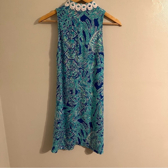 Lilly Pulitzer Jane Shift Dress, Size 00, Blue White Tropical Print - Picture 2 of 10
